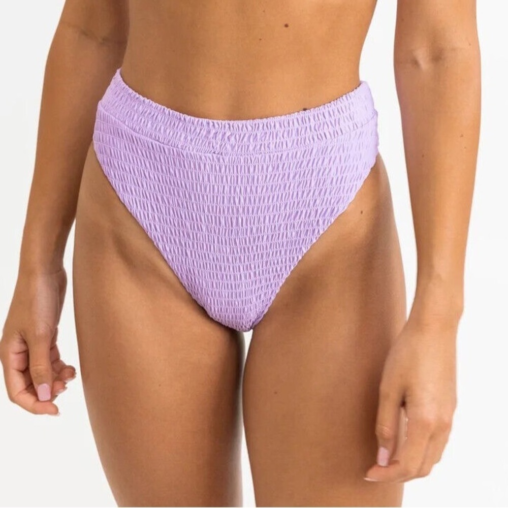 Rhythm. x Free People Smocked Xanadu Violet Bikini Bottom